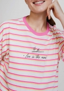 Blusa Listrada Feminina Oversized