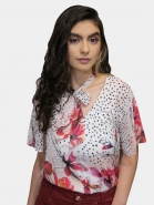 Blusa Gatabakana Estampada com Manga Plissada