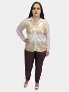 Camisa De Chiffon com Paetê 