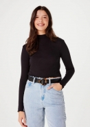 Blusa Feminina Manga Longa Cropped Canelada Hering